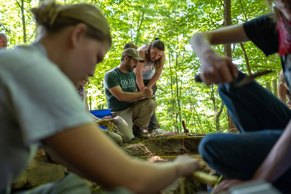 Dr. Joseph Gingerich instructs students at Field School in Ohio Archaeology.