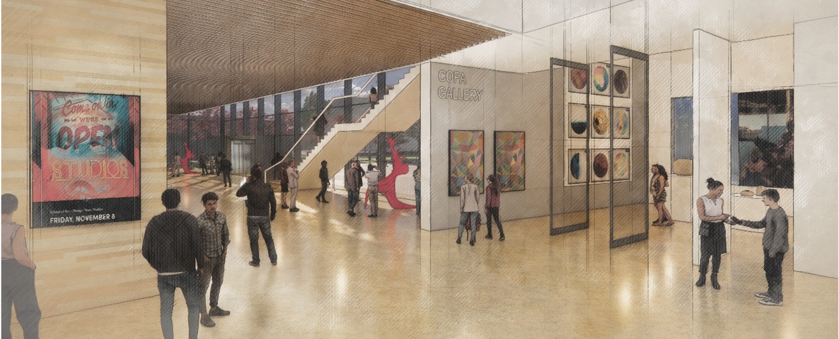 Patton Arts Center Lobby rendering