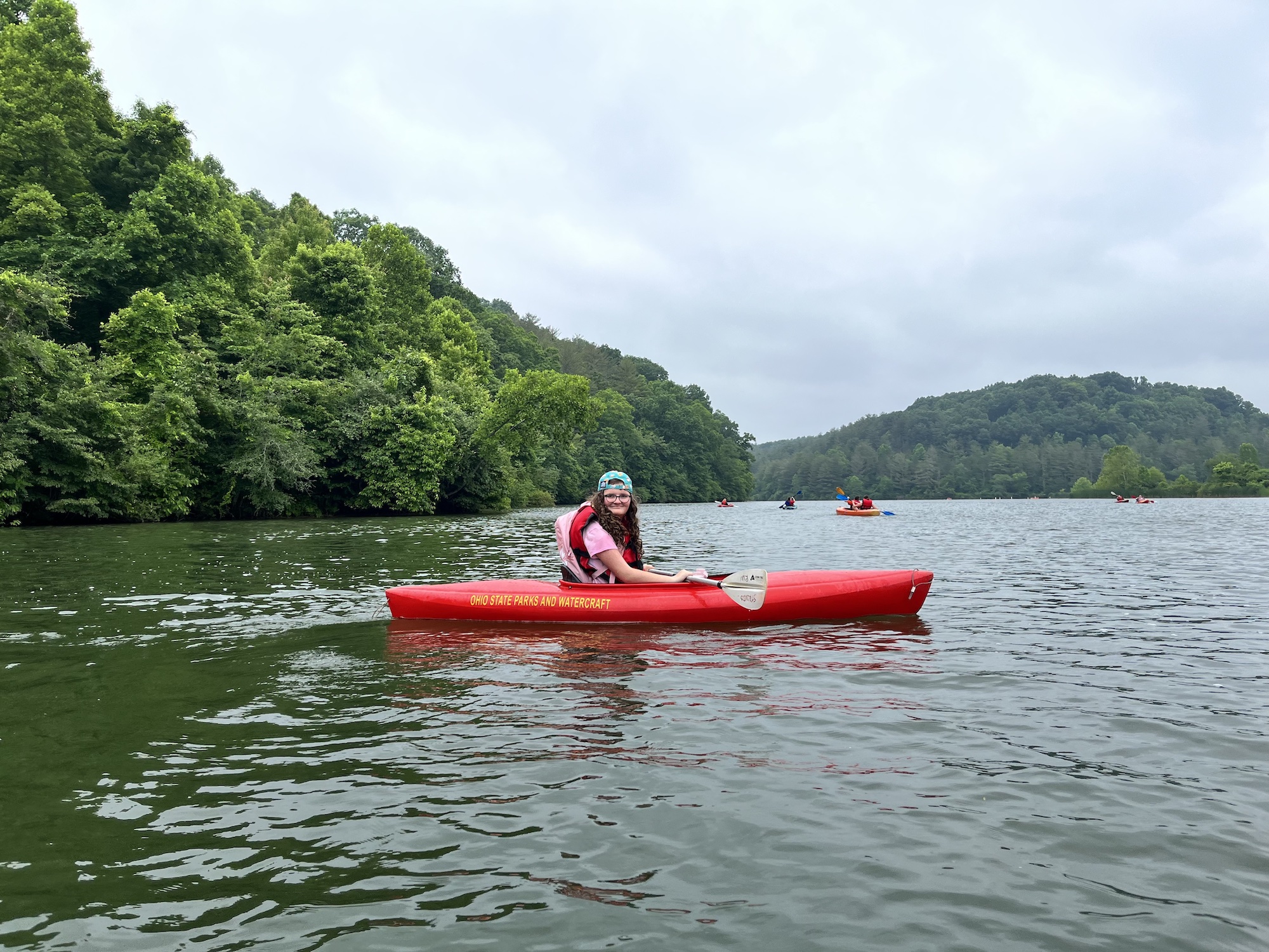 Campers kayak at Strouds Run State Park