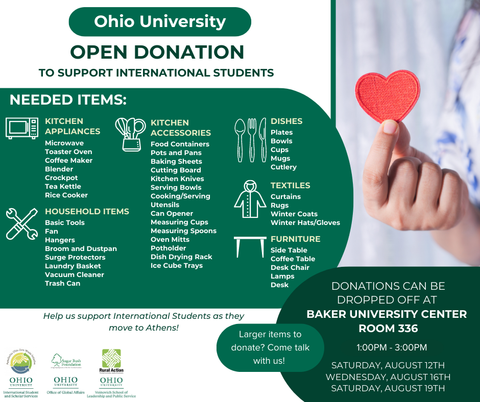 Ohio University Open Donation to support International Students