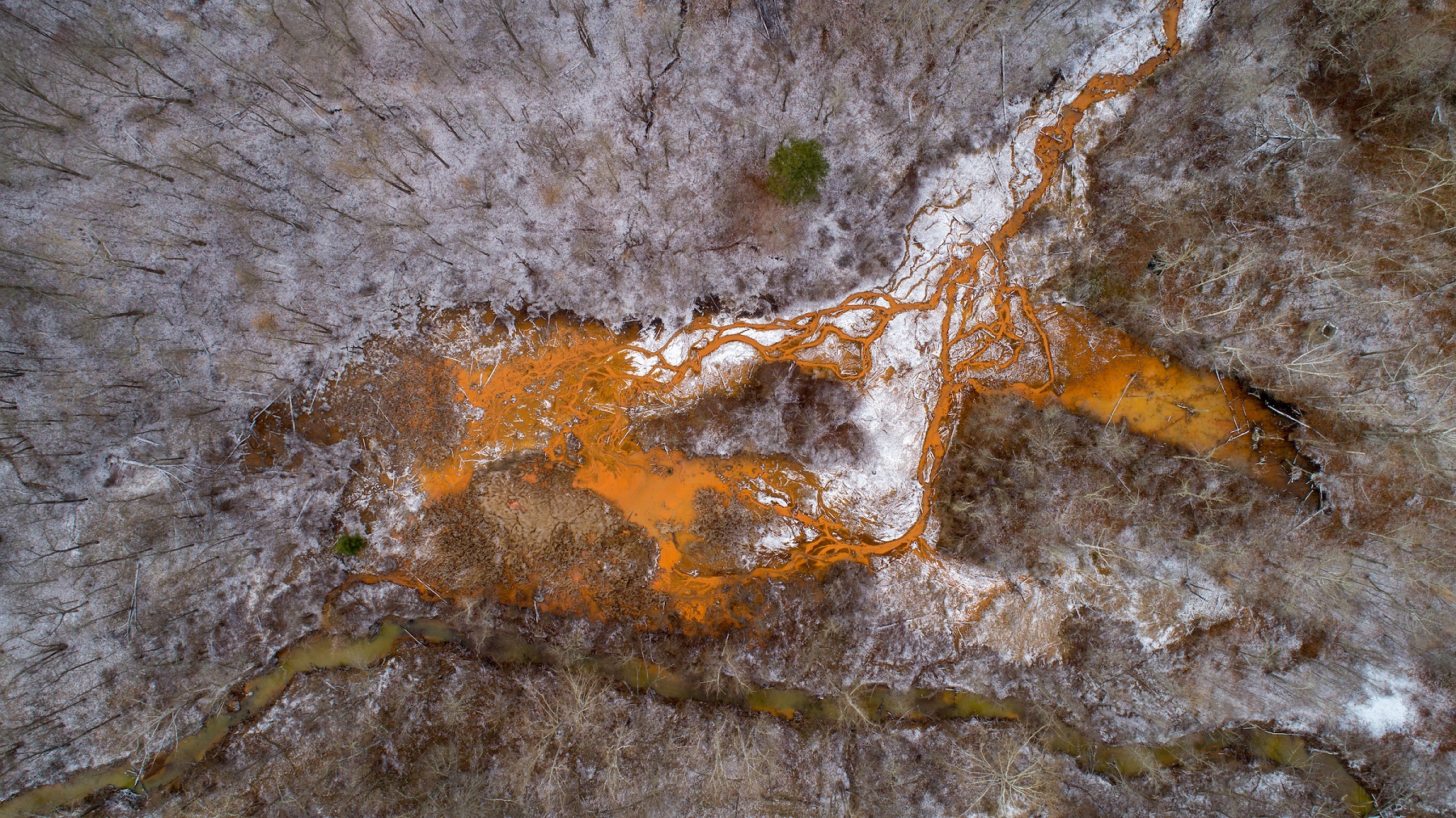 An acid mine drainage site in Oreton, Ohio