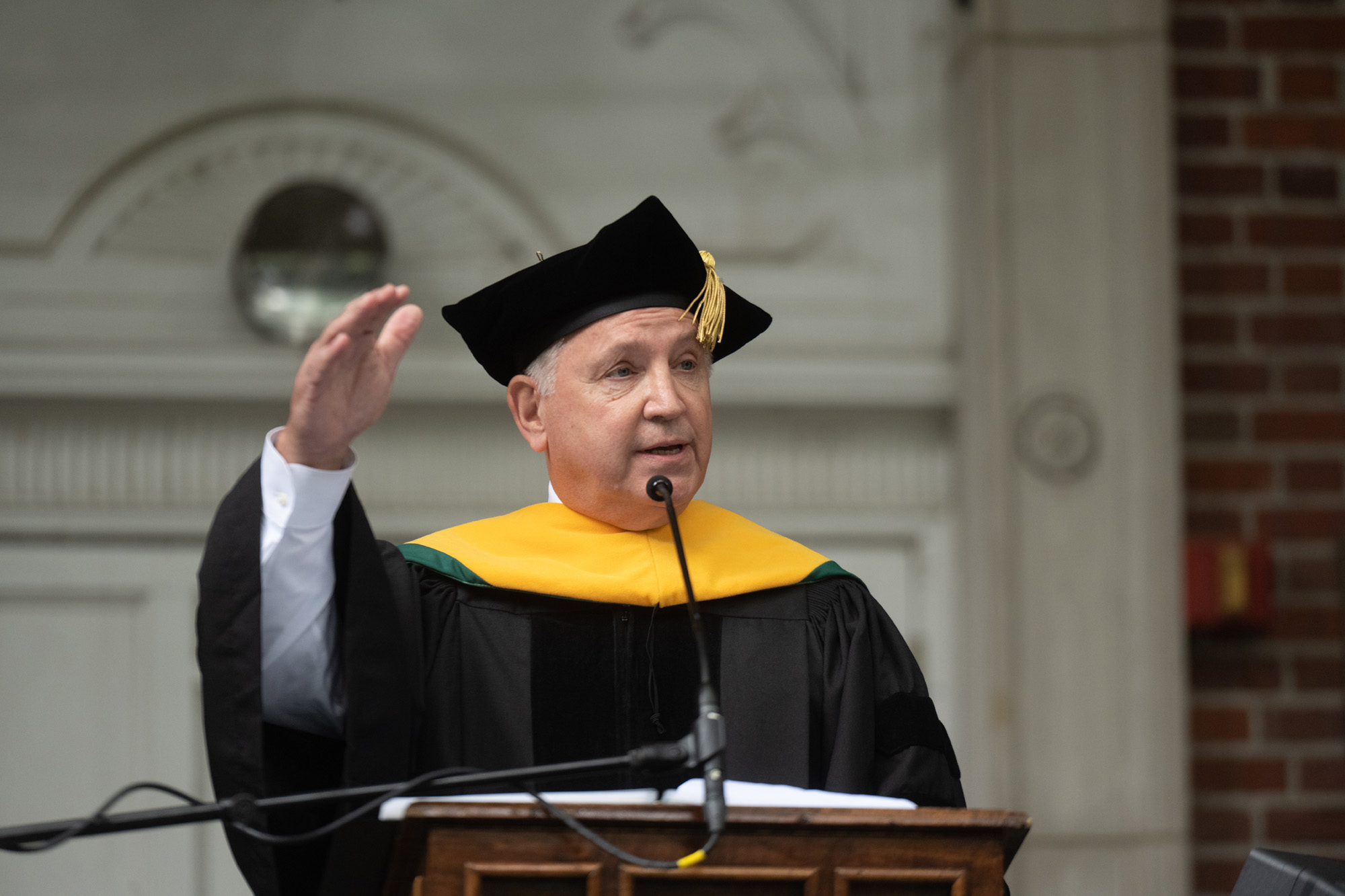 Honorary degree recipient, Francis Papay, delivers an address