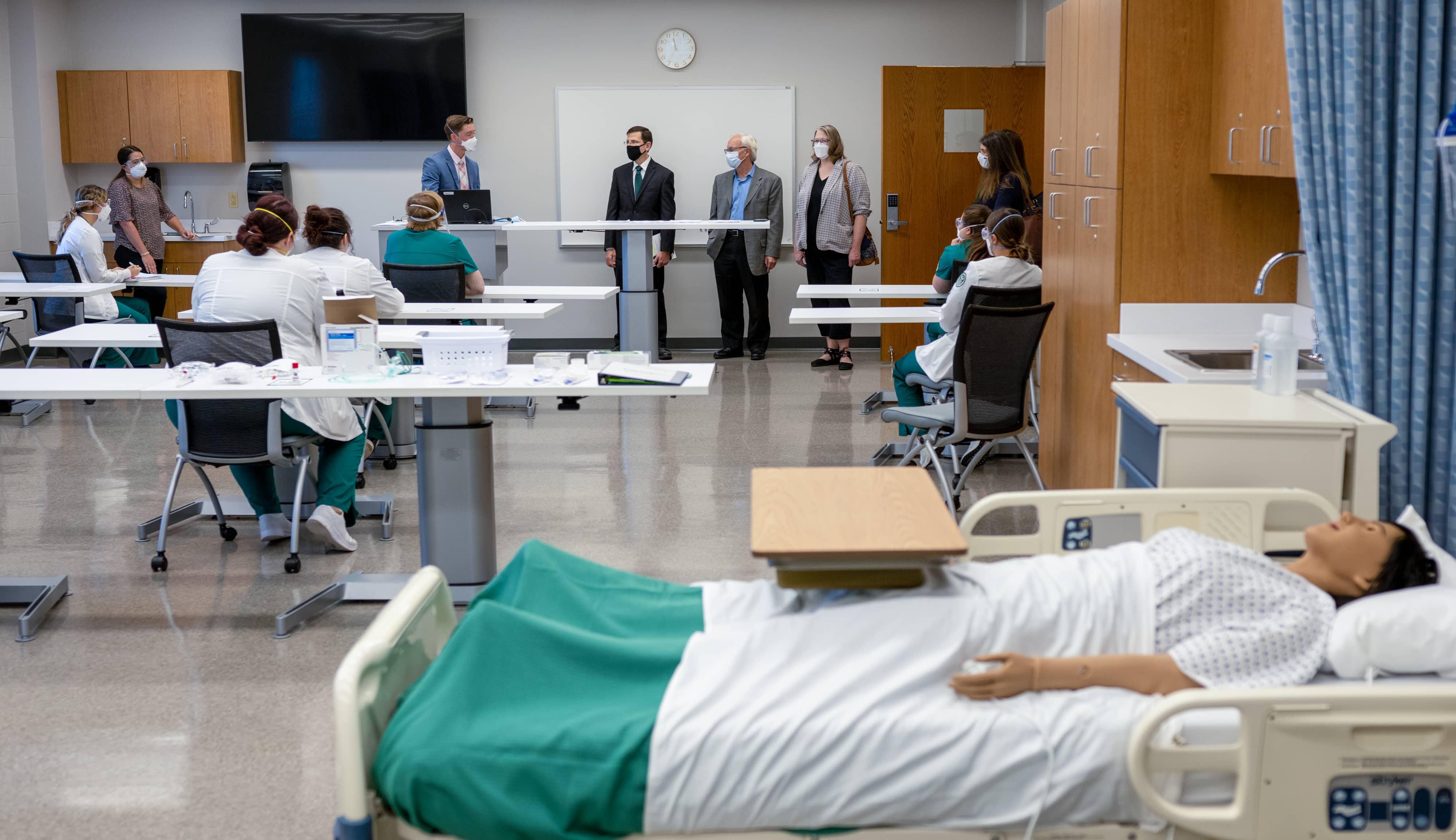 OHIO Eastern Associate Director of Nursing Matthew Fox led a tour of the new interactive nursing laboratory simulation.