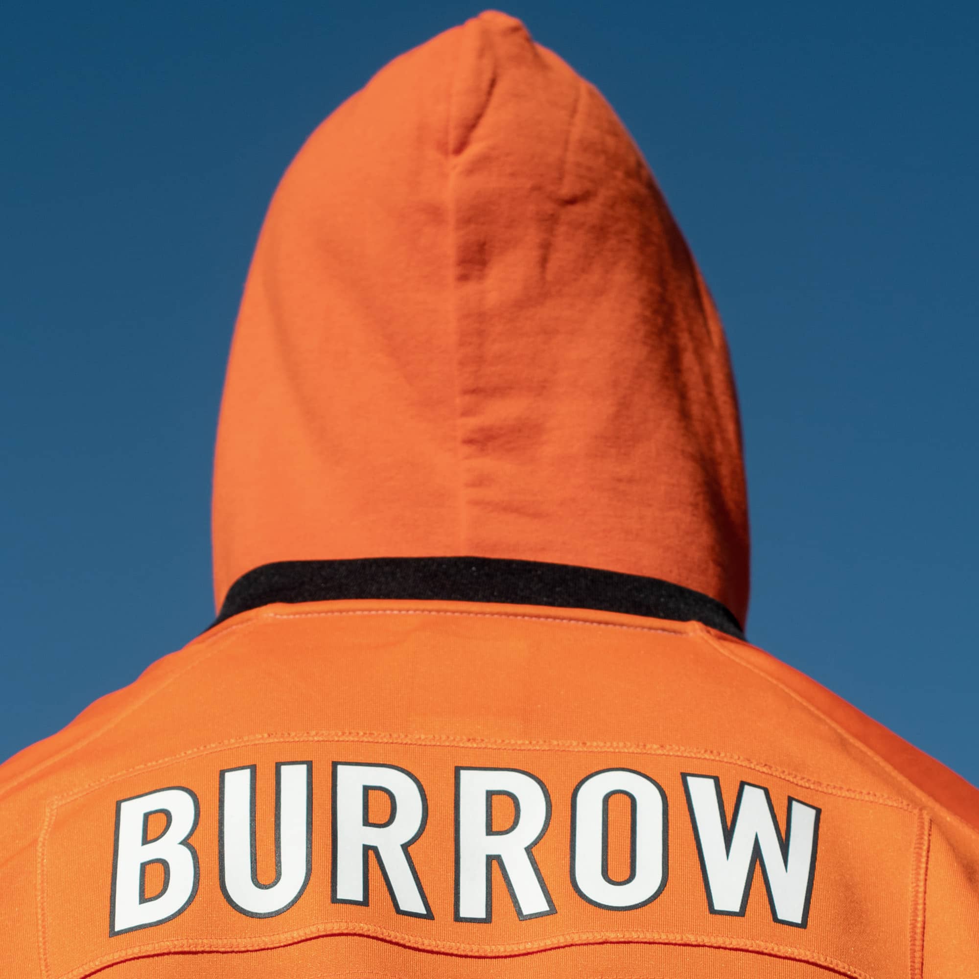 Burrow on the back of a hoodie