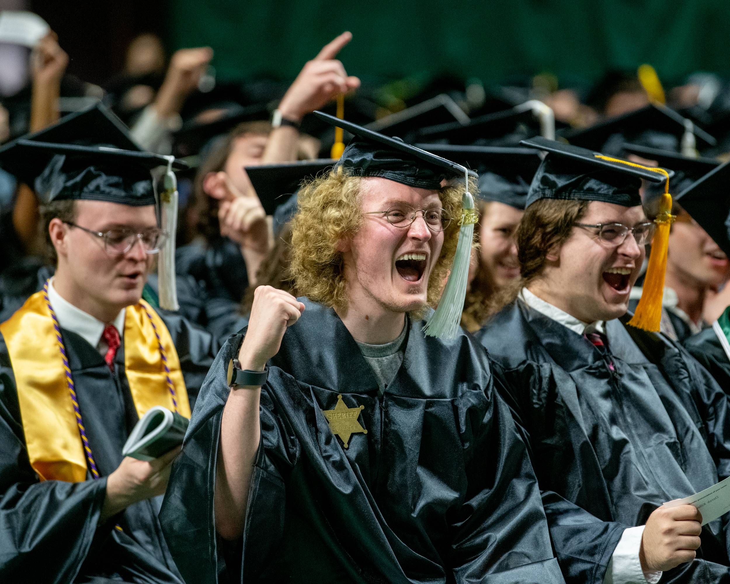 OHIO students share their enthusiasm during Commencement. 