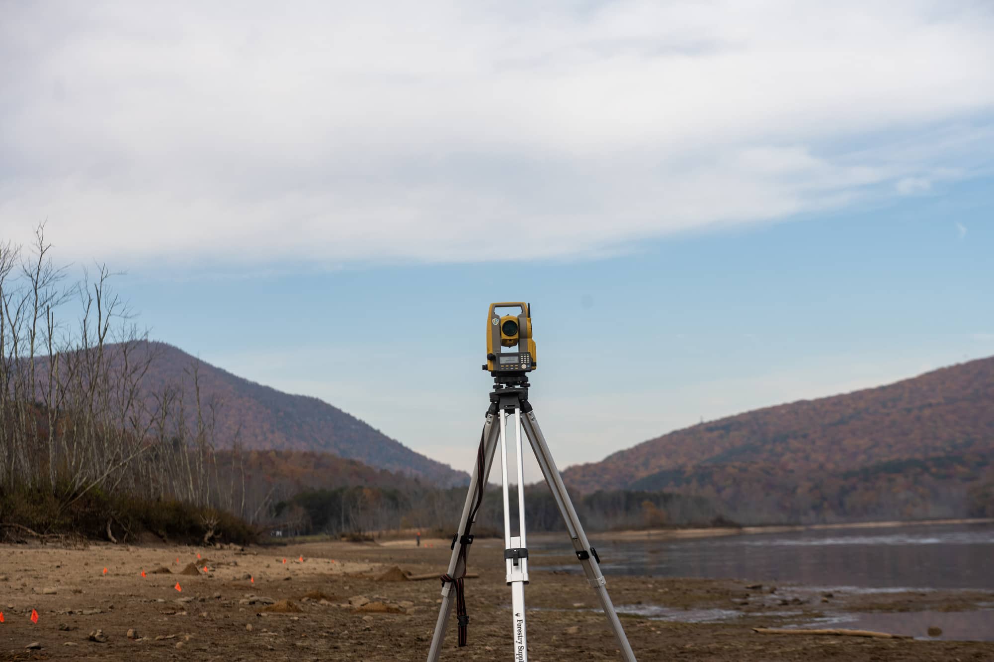 Dr. Gingerich uses a total station to map artifacts with sub-centimeter accuracy 