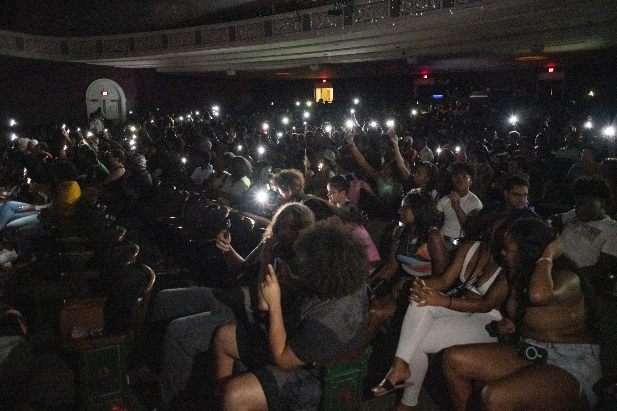 In one of the last events of BAR weekend, alumni and students light up OHIO’s historic Templeton-Blackburn Alumni Memorial Auditorium, named in honor of John Templeton and Martha Jane Hunley Blackburn, OHIO’s first Black male and female graduates.