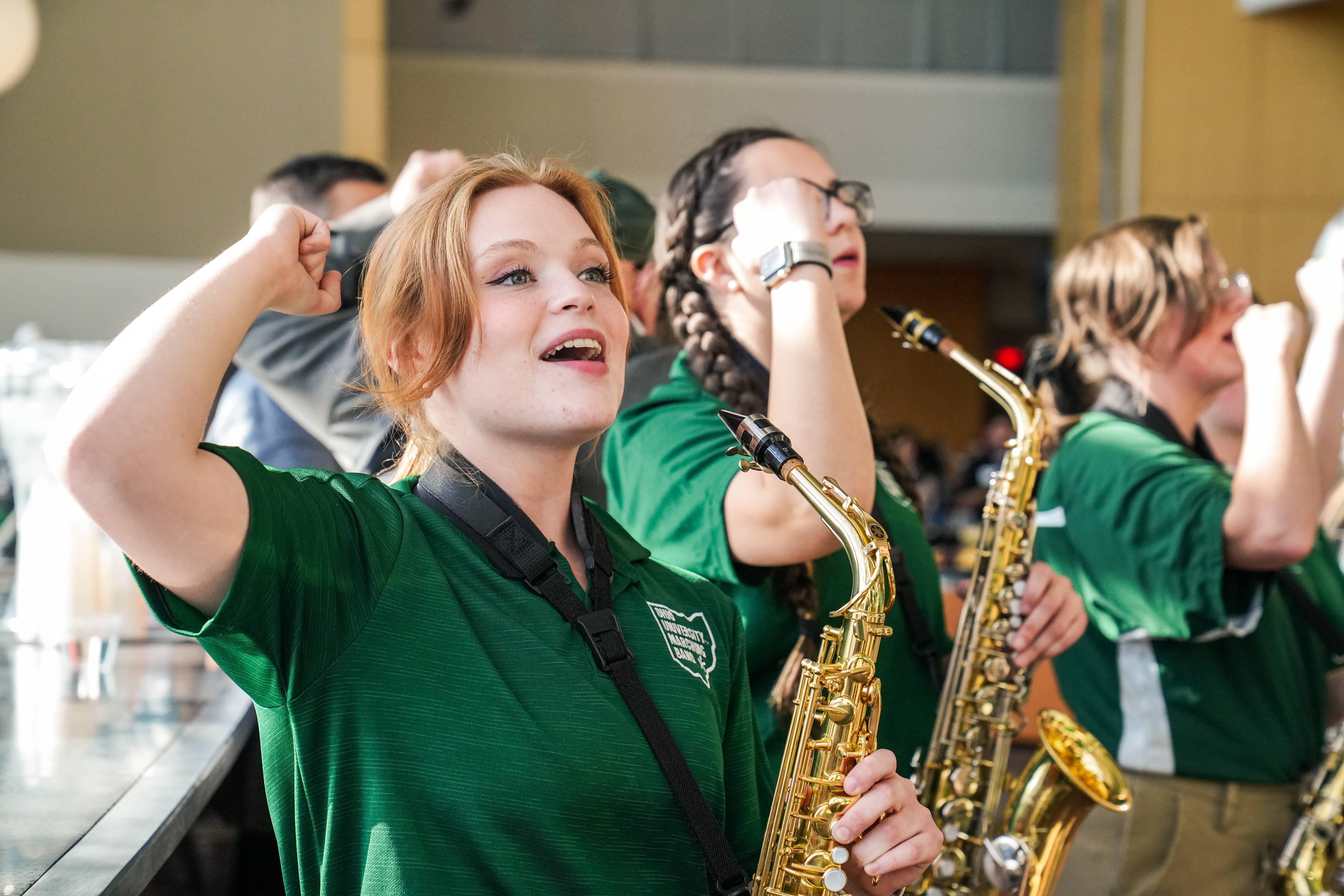 The Marching 110 performs at the Bobcat Networking Event