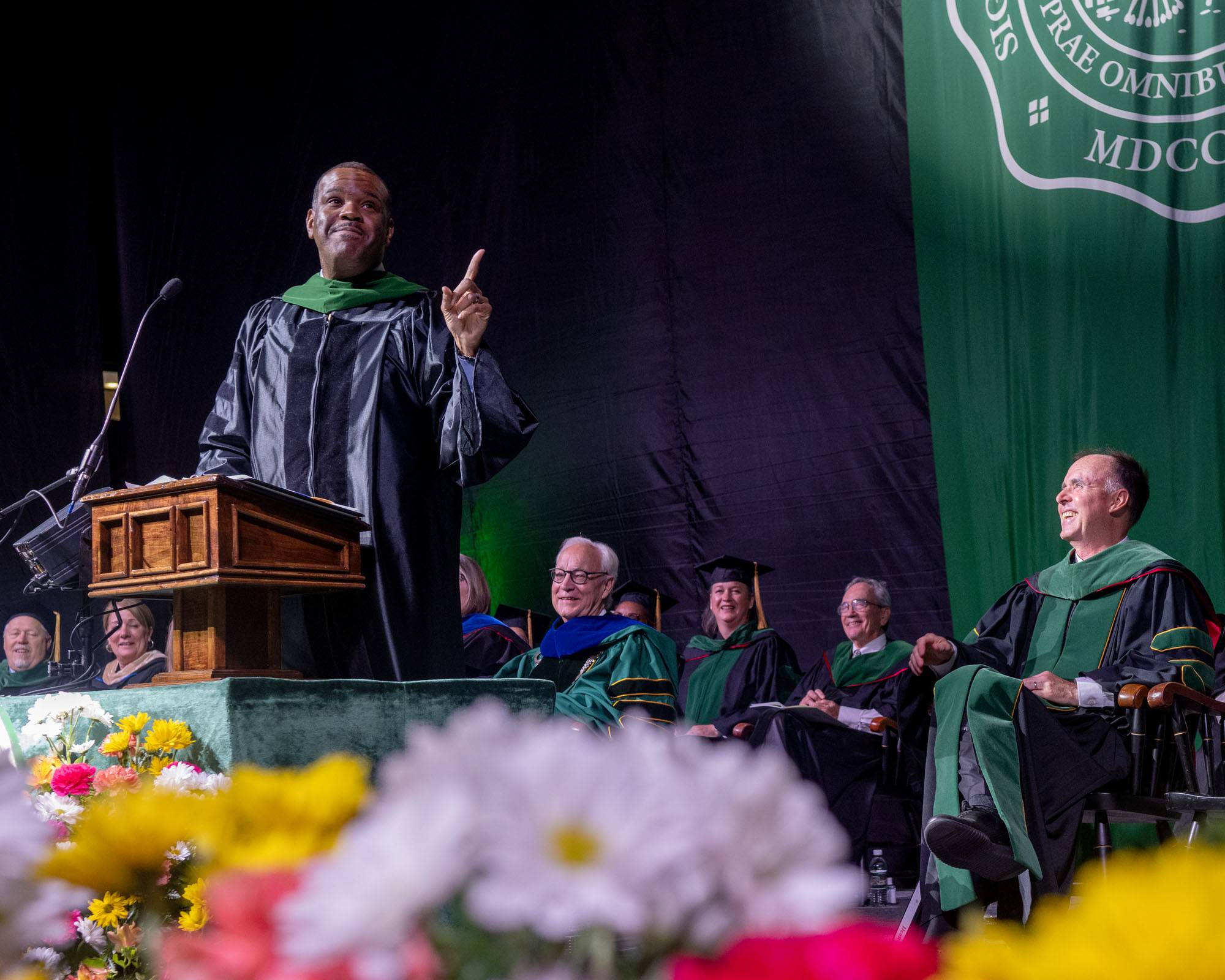 "Every action that you take can influence the lives of others, especially when you have D.O. behind your name. People are going to sit up and take note of the things that you say... Use this position to speak for the voiceless, fight for the helpless, and love the unloveable," Commencement Speaker Tyree Winters, D.O., told the graduates.