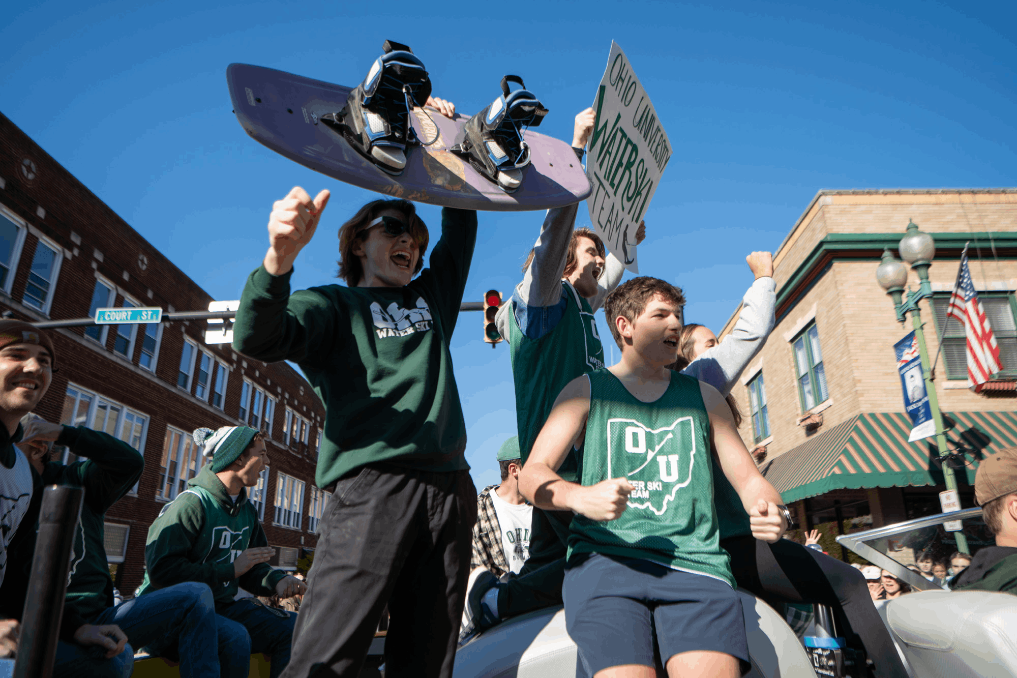 The Ohio University Waterski Team was among the many student organizations and community groups participating in this year’s Homecoming Parade. 