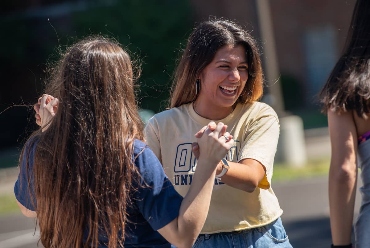 Two Ohio University students celebrating