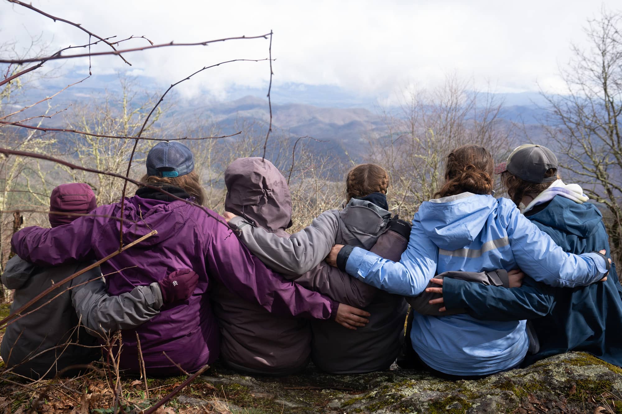 Ohio University students pose for a group picture during their fifth day backpacking a section of the Appalachian Trail in the Nantahala National Forest on Wednesday, March 9, 2022, at the Cold Springs Shelter near Franklin, North Carolina.