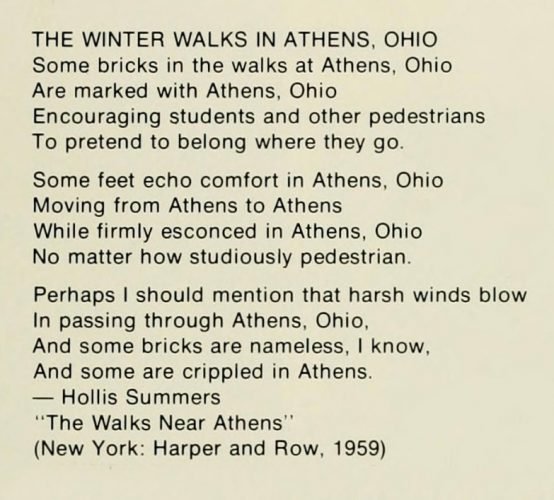 Photograph of a poem that was featured in the 1975 Athena yearbook