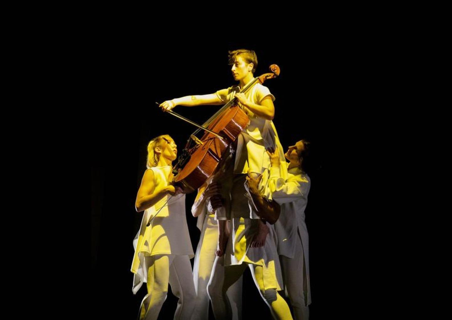 Lily Gelfand, BFA ’18, pictured here playing her cello, is a core dancer at David Dorfman Dance, a dance accompanist at The Juilliard School and a yoga teacher in New York City. Photo provided by Lily Gelfand
