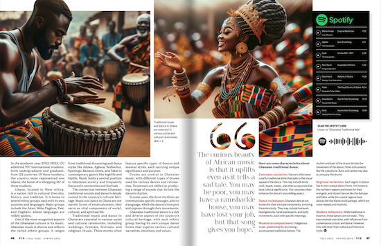 A spread from VIS magazine featuring two AI-generated images of African drum ceremonies