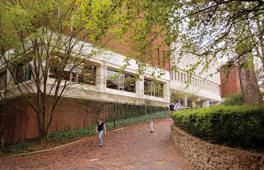 exterior shot of Alden library from the College Green