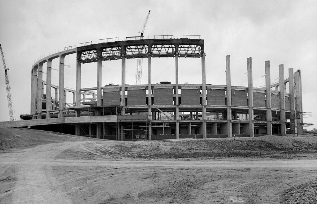 Historical photo of Convocation Center being built