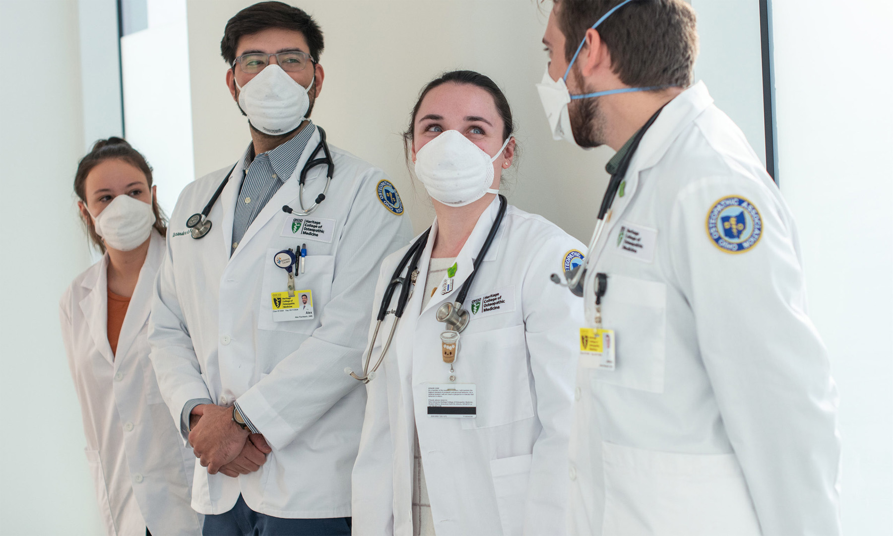 These Heritage College of Osteopathic Medicine students are among the firsts to be learning in Ohio University’s new Heritage Hall, which opened to students fall semester. Photo by Rich-Joseph Facun, BSVC '01