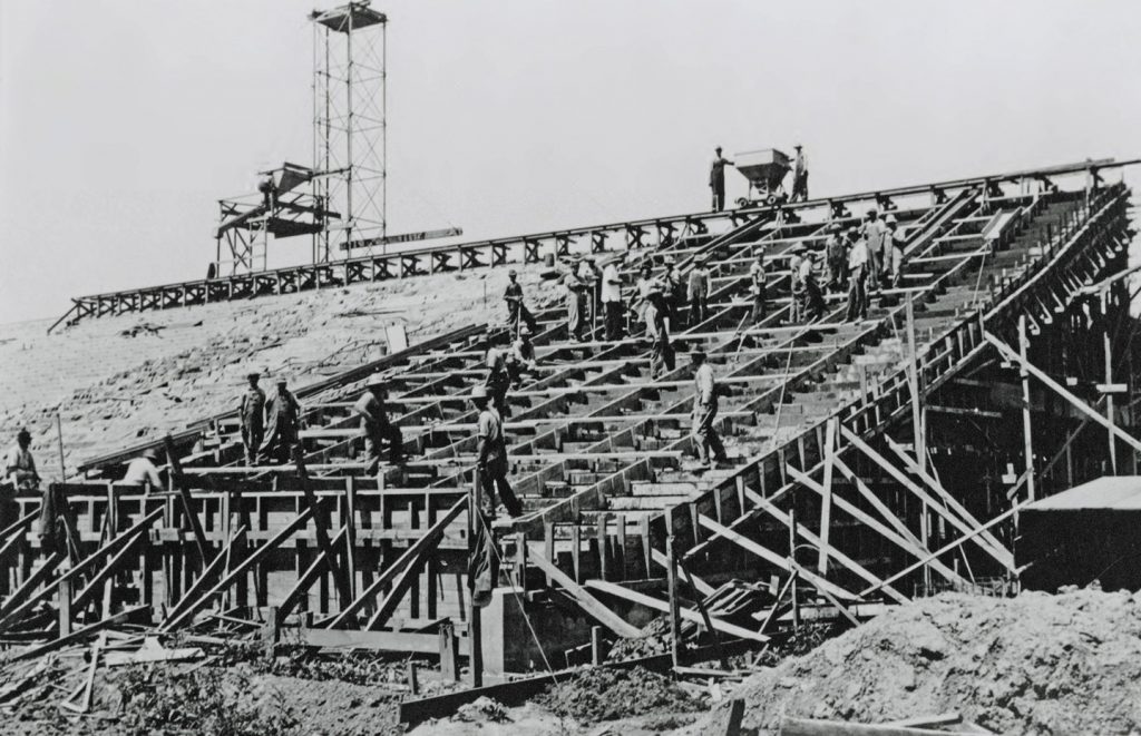 Historical Photo of Peden Stadium being built