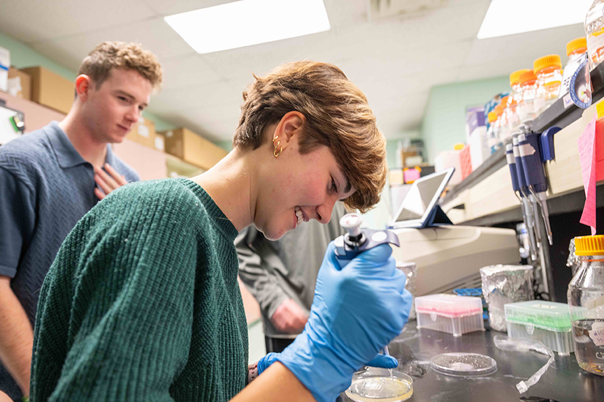 ISS mission research students in the lab