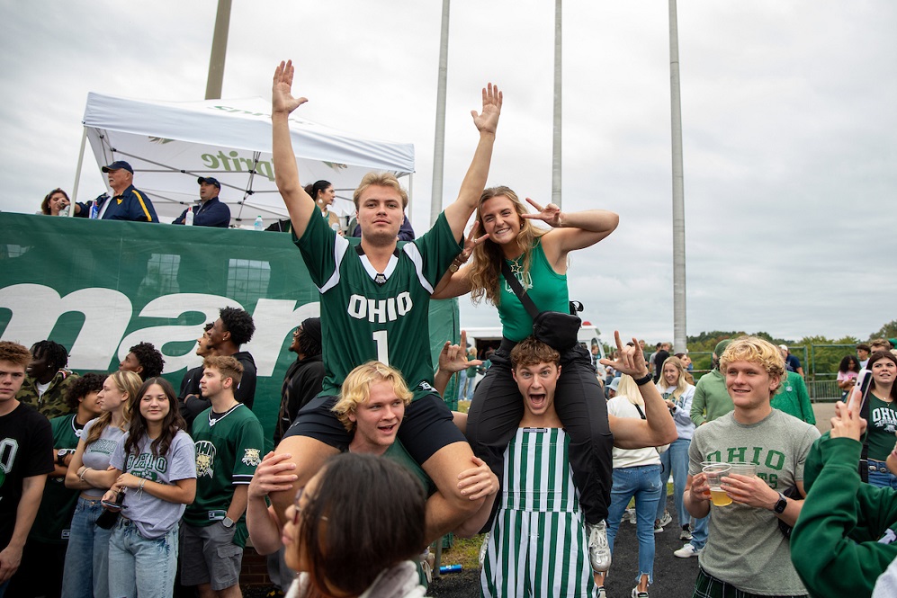 OHIO fans are shown inside Peden Stadium