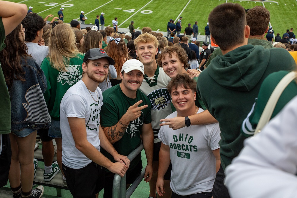 OHIO fans are shown inside Peden Stadium