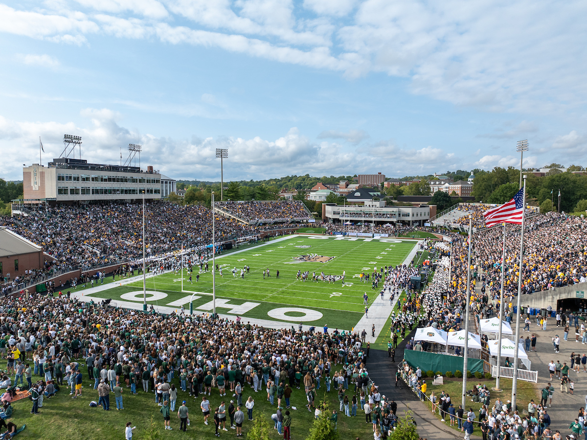 Peden Stadium is full of fans for the OHIO football game against West Virginia