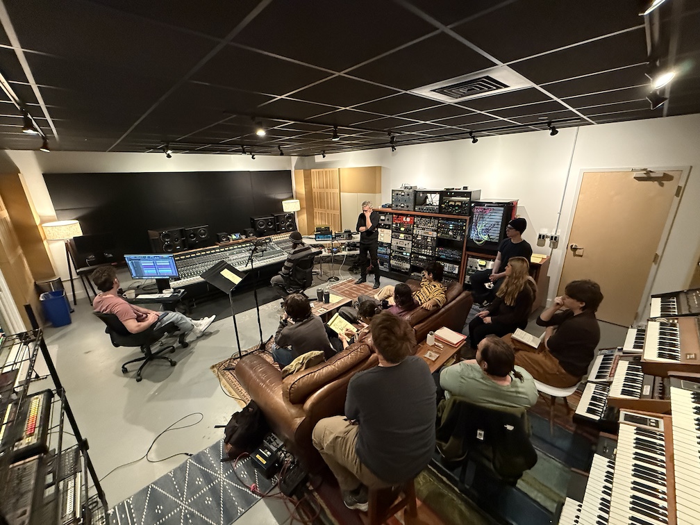 Students in recording studio