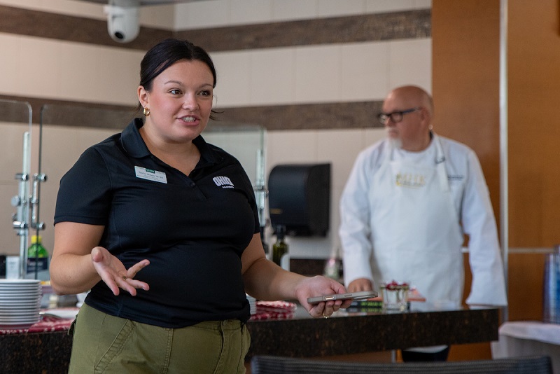 An OHIO leaders speaks at the cooking demonstration