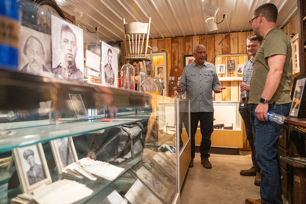 David Butcher giving a tour of the museum