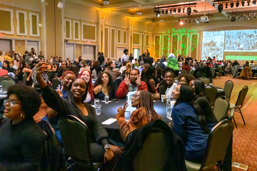 A crowded Baker Center ballroom during the 2026 MLK Brunch 