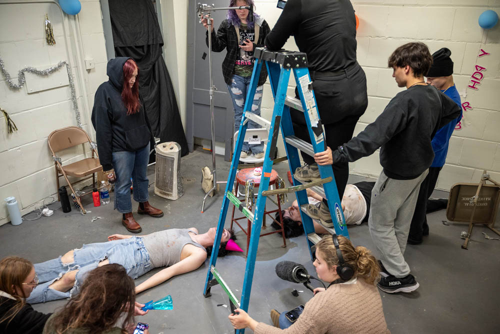 Students on a film set