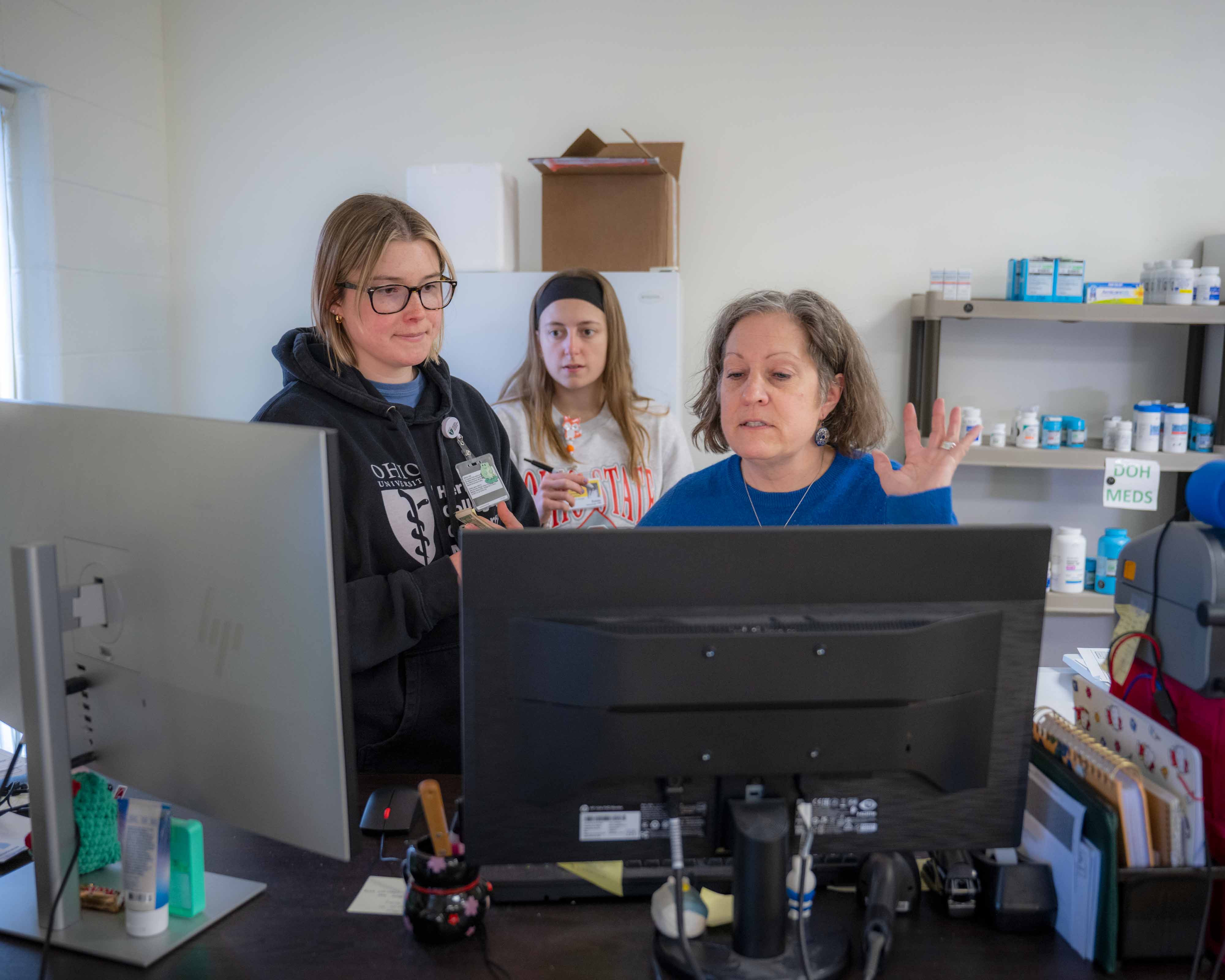 Sarah Adkins works with medical students