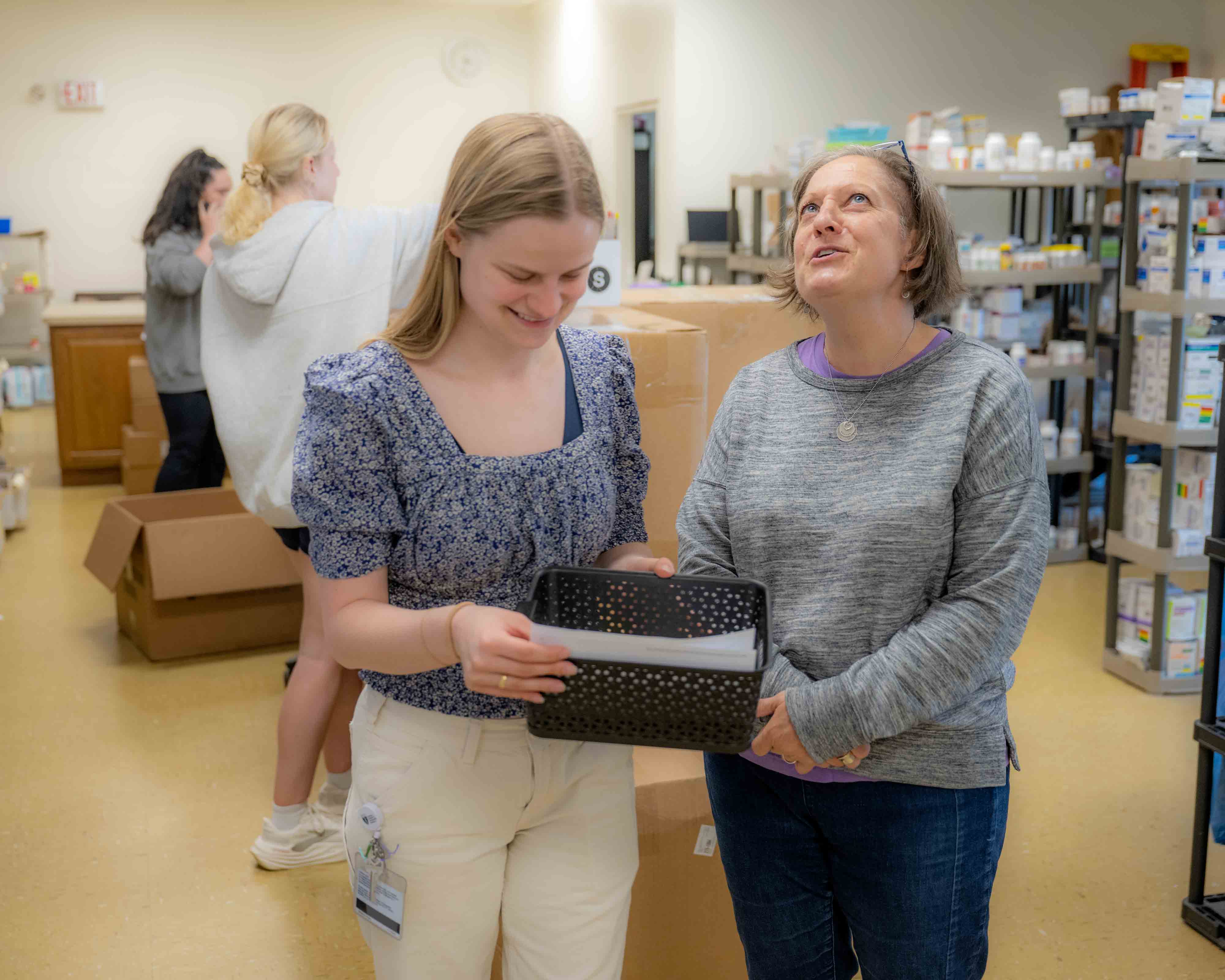 Sarah Adkins shares a moment with medical student Mollyanna Grashel