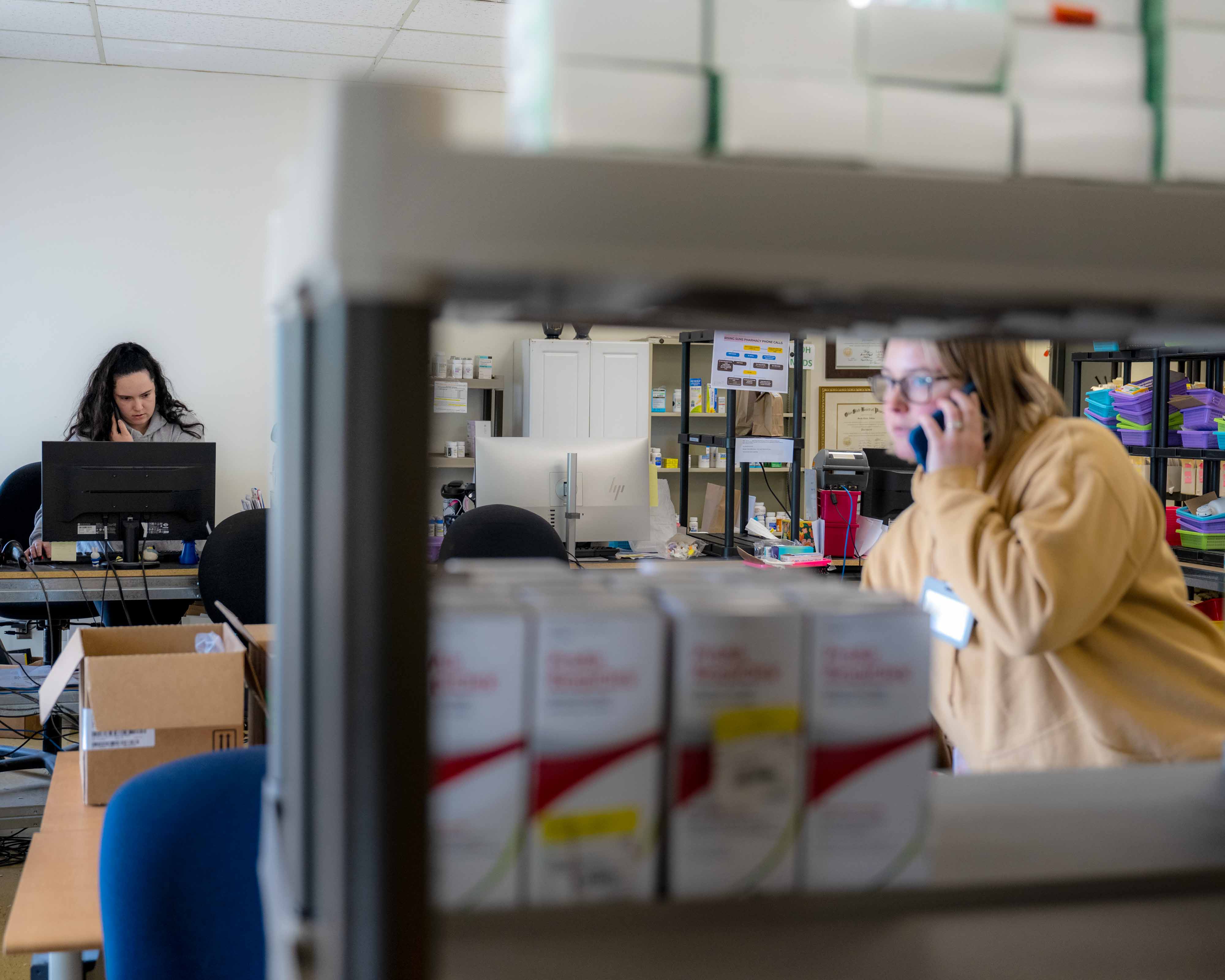 Medical students talk on the phone