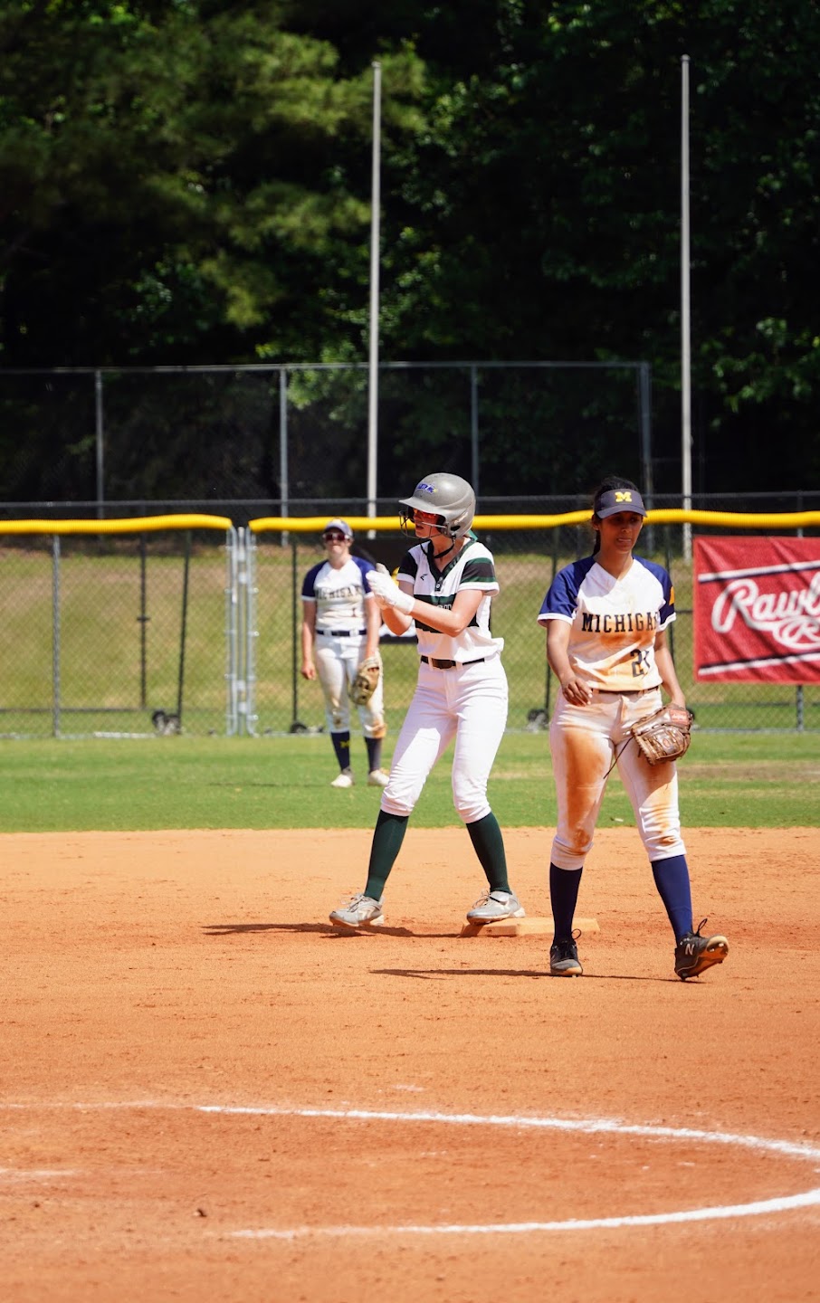 Players on softball field