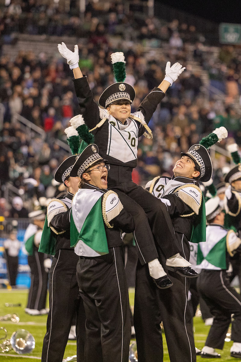 The Marching 110 performs at Peden Stadium.