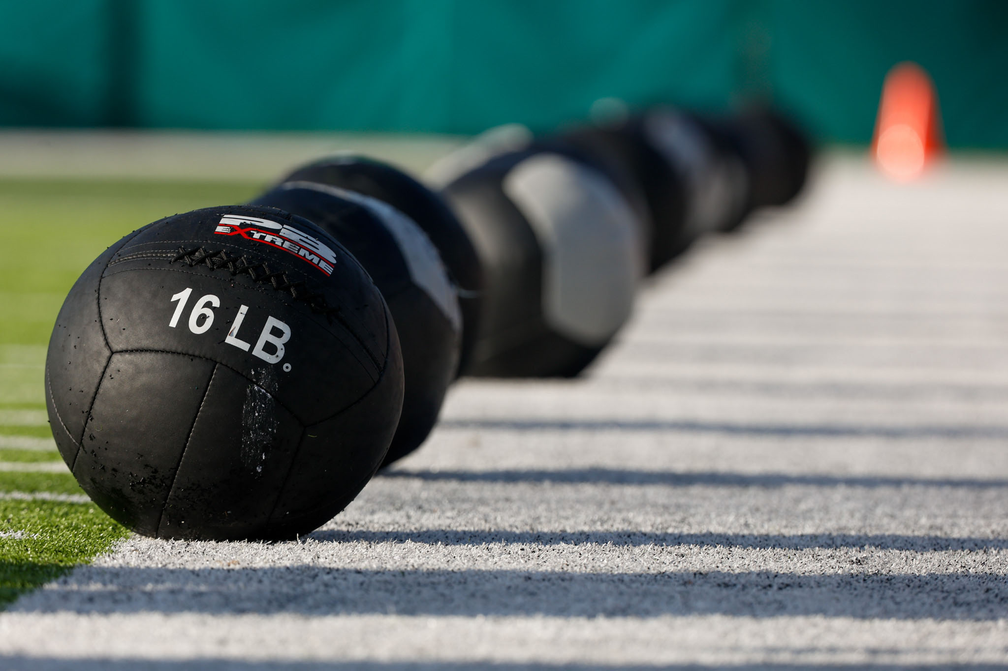 Weights on the field at Peden Stadium