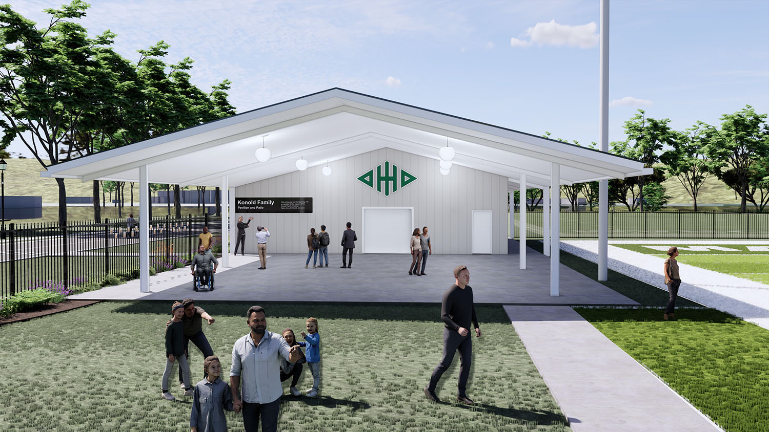A rendering of the Konold Family Pavilion and Patio Space