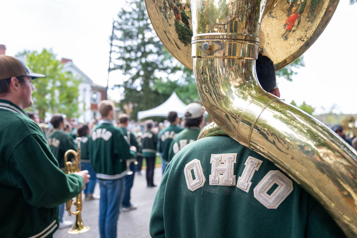 A member of the Alumni Band performs during Homecoming