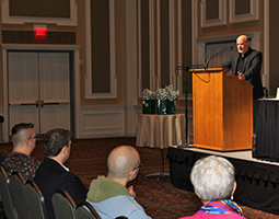 Patrick Murphy gives the keynote speech at the “Getting a Job: The Global Professional in Today’s World” event held Nov. 17 in the Baker University Center Ballroom.