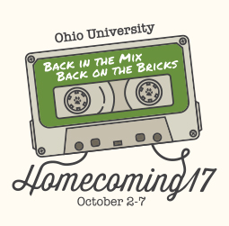 This year’s Homecoming logo, celebrating the theme “Back in the Mix, Back on the Bricks,” was created by OHIO alumnus Tim Martin and student Nik Williams.