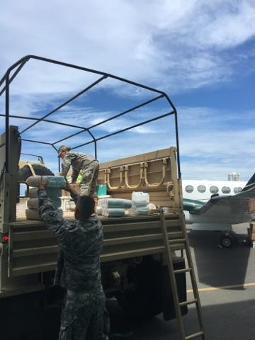 The supplies taken from Athens, Ohio, and Florida were taken to Puerto Rico, where they were handed off to National Guard troops for distribution.