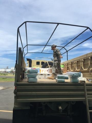 The supplies taken from Athens, Ohio, and Florida were taken to Puerto Rico, where they were handed off to National Guard troops for distribution.