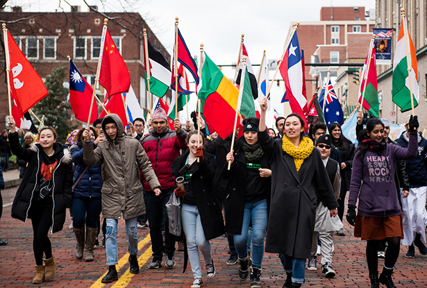 The parade of flags, featuring the flags of Ohio University international students’ home countries, officially kicked off the International Street Fair.