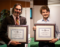 Terrance Reimer and Steven Rhue pose with their awards during the GAOTA ceremony.