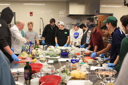 The brothers of Phi Delta Theta learn from Chef Thomas Stevenson
