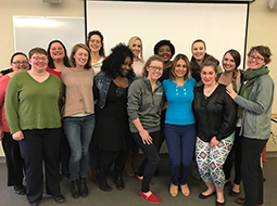 Sara Safari poses for a photo with Ohio University employees participating in the Women's Center's Women Leading OHIO, an early career faculty and staff development program.