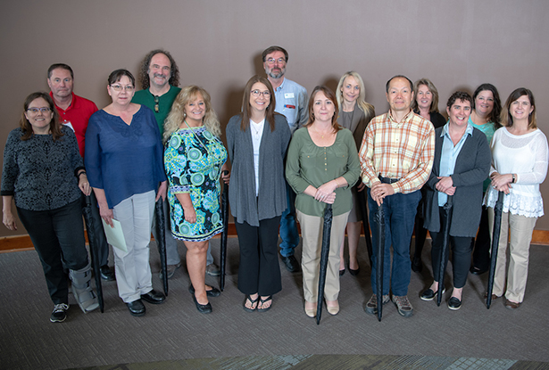 Pictured are 14 of the 33 OHIO administrators honored for 20 years of service to Ohio University.