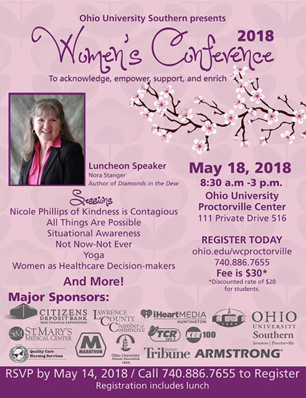 Ohio University’s Proctorville Center will present its seventh Women’s Conference, designed to acknowledge, empower, support and enrich women, from 8:30 a.m. to 3 p.m. Friday, May 18.